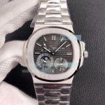 PPF Factory Replica Patek Philippe Nautilus 5712G Moon Phase Date Watch SS Grey Dial